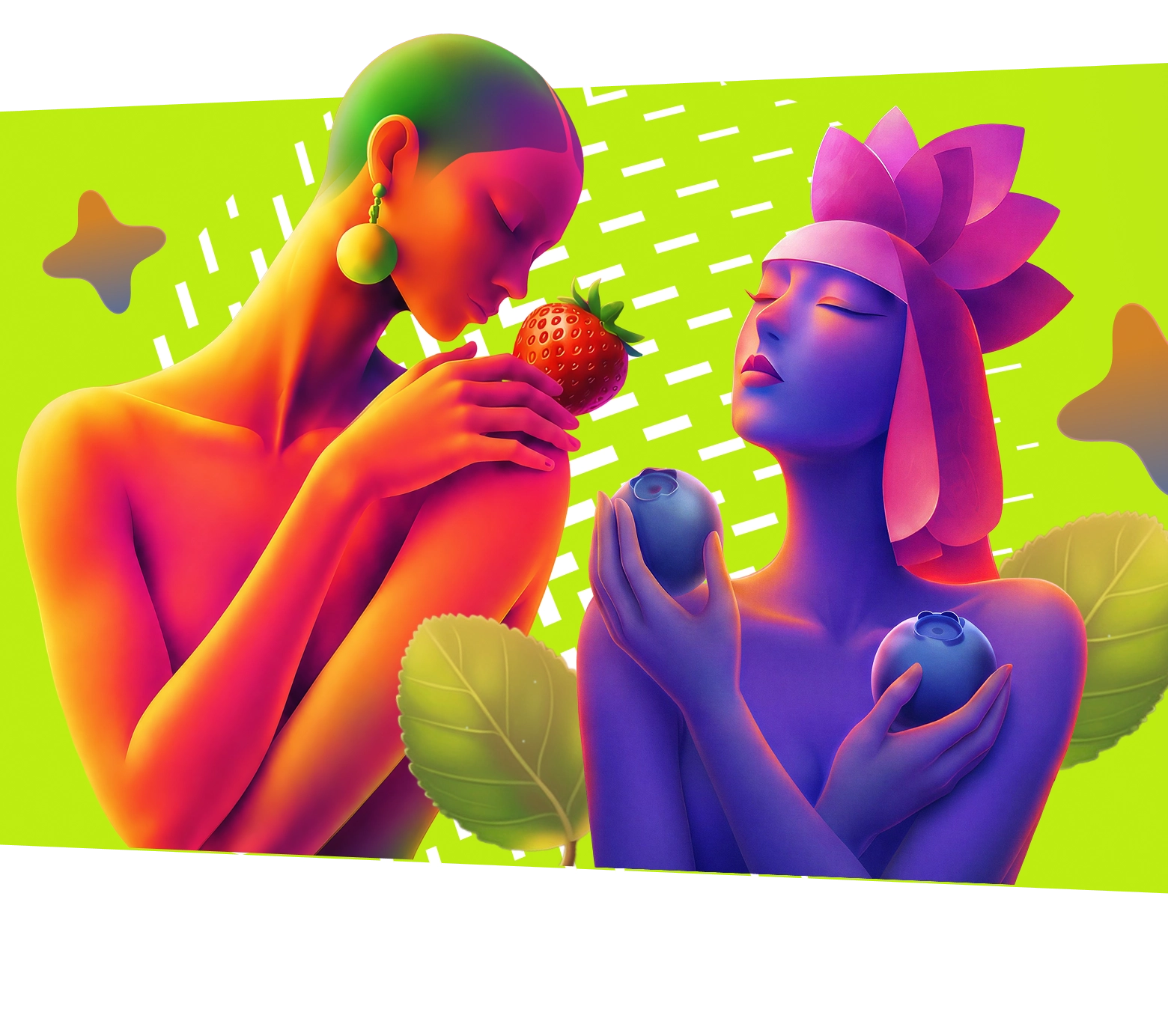 Freeze-dried fruit figures illustration